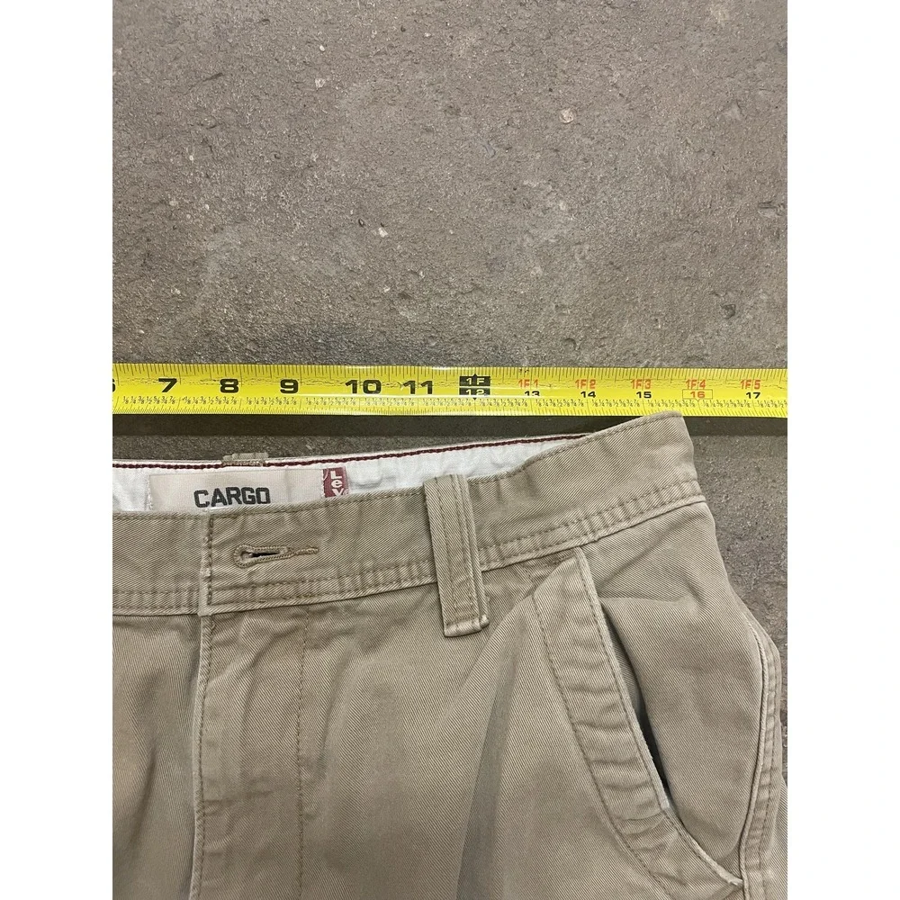 Levis Cargo Shorts Mens 31 Beige Canvas Relaxed Utility Pockets Workwear Zip Fly